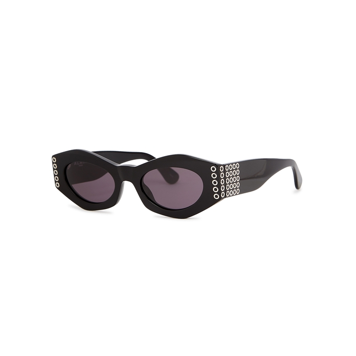 Alaïa Ceillet Black Hexagon-frame Sunglasses