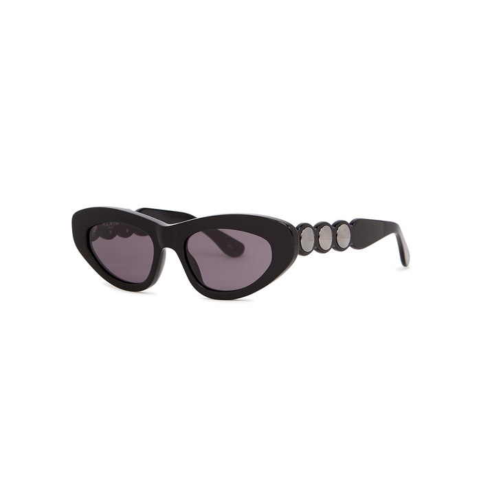 Alaïa Black Studded Oval-frame Sunglasses