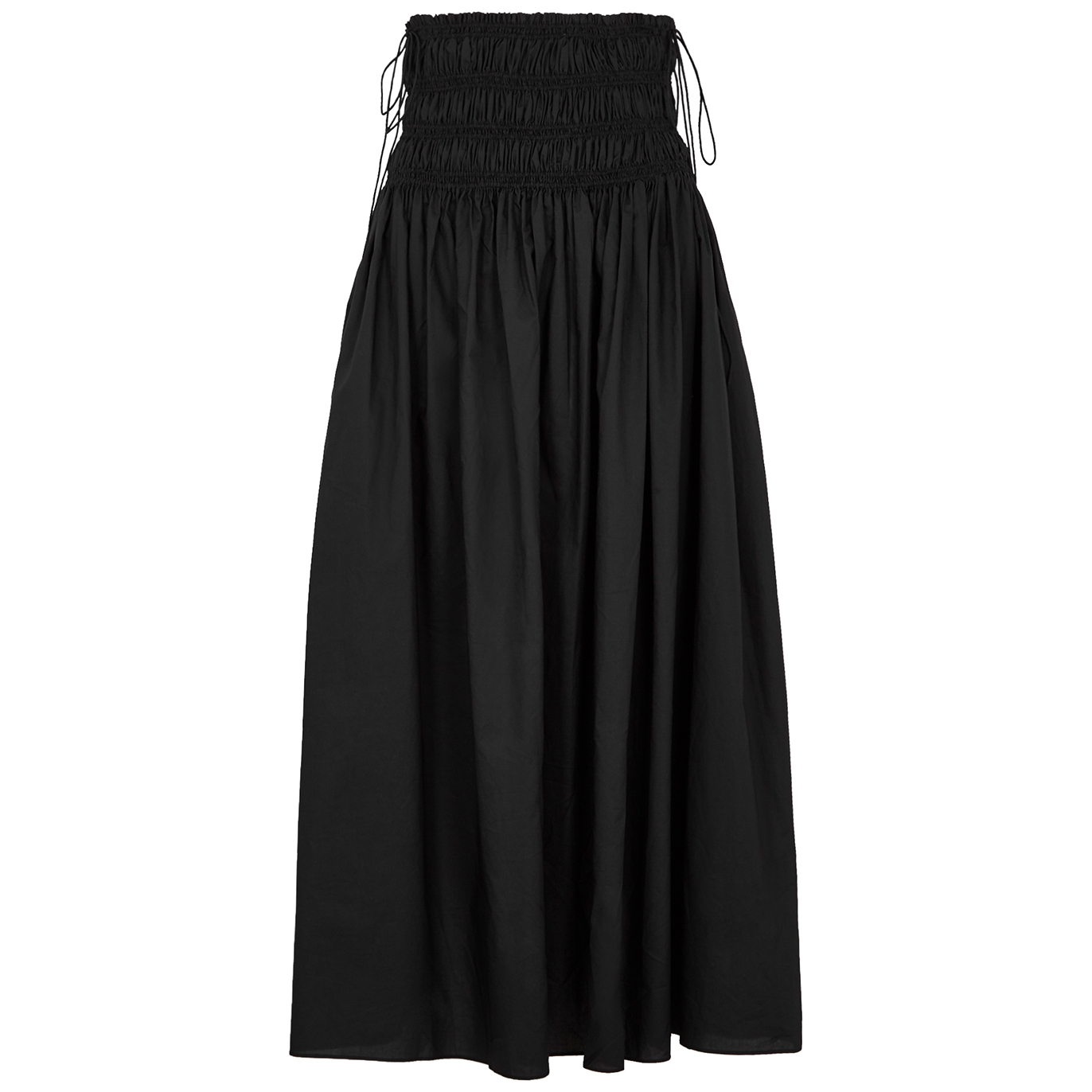 Matteau Black Smocked Cotton Maxi Skirt - 2