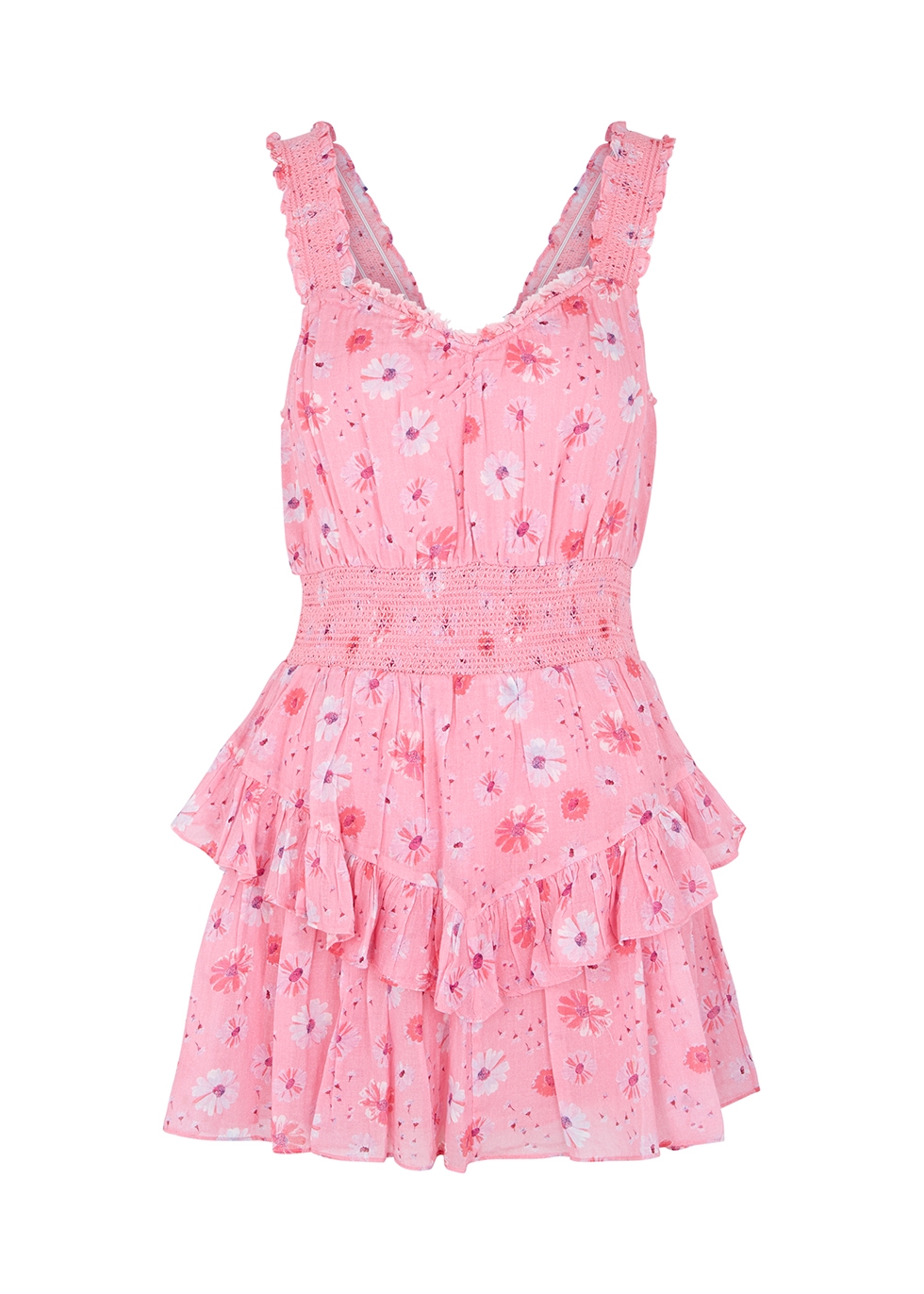 Norelli pink floral-print cotton mini dress