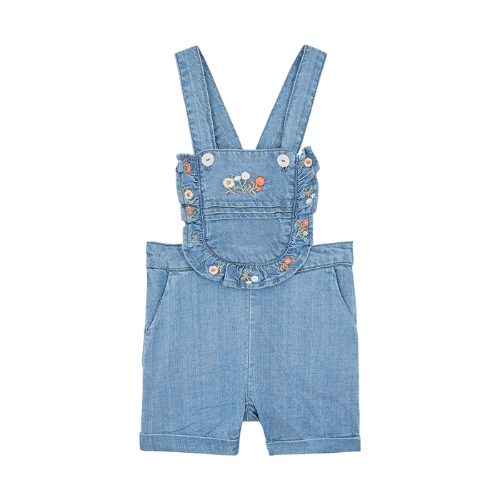 Tartine Et Chocolat KIDS Blue Embroidered Chambray Dungarees (9-12 Months)