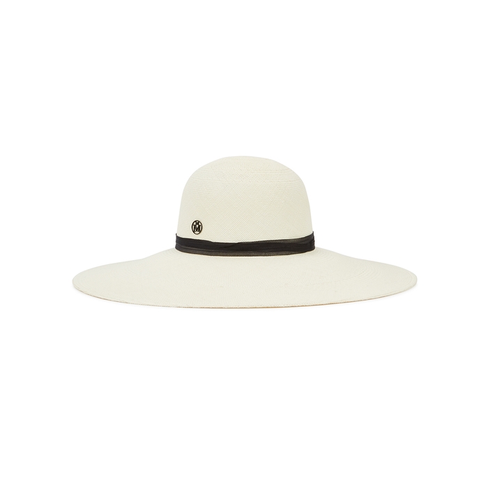 Maison Michel Paris Blanche Sand Straw Capeline Hat In White And Black