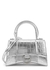 Hourglass XS silver crocodile-effect top handle bag - Balenciaga