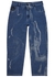 Blue jacquard straight-leg jeans - Fendi
