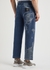 Blue jacquard straight-leg jeans - Fendi