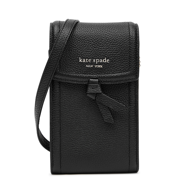 Kate Spade New York knott north south black leather cross-body phone case