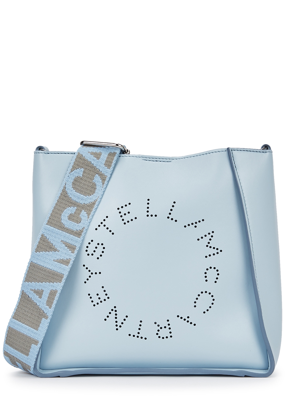 Stella Mccartney Stella Logo Mini Blue Faux Leather Cross-body Bag In ...