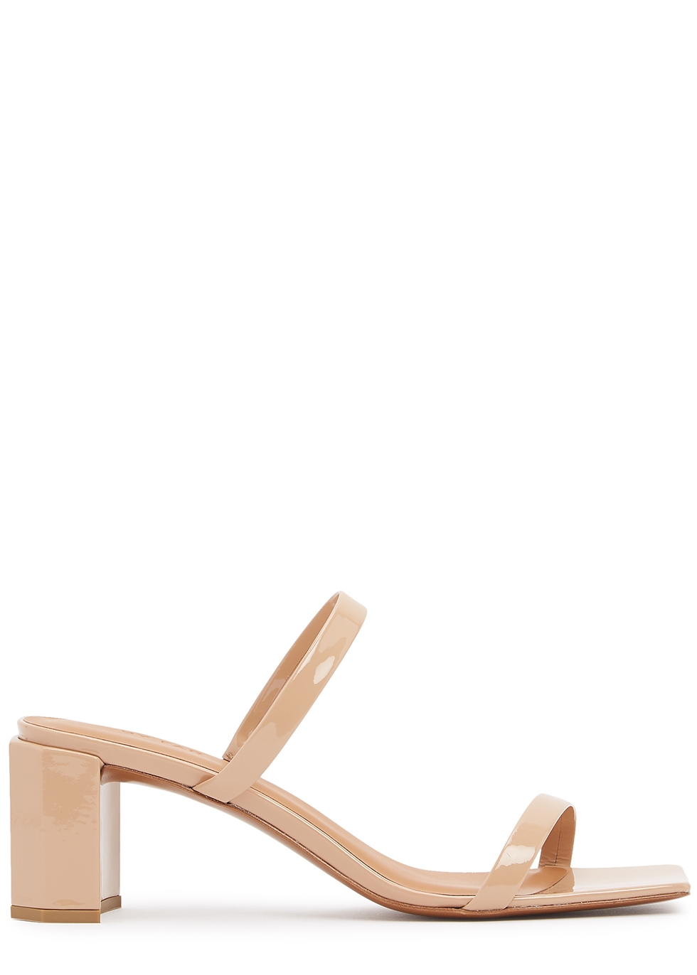 Tanya 75 camel patent leather mules