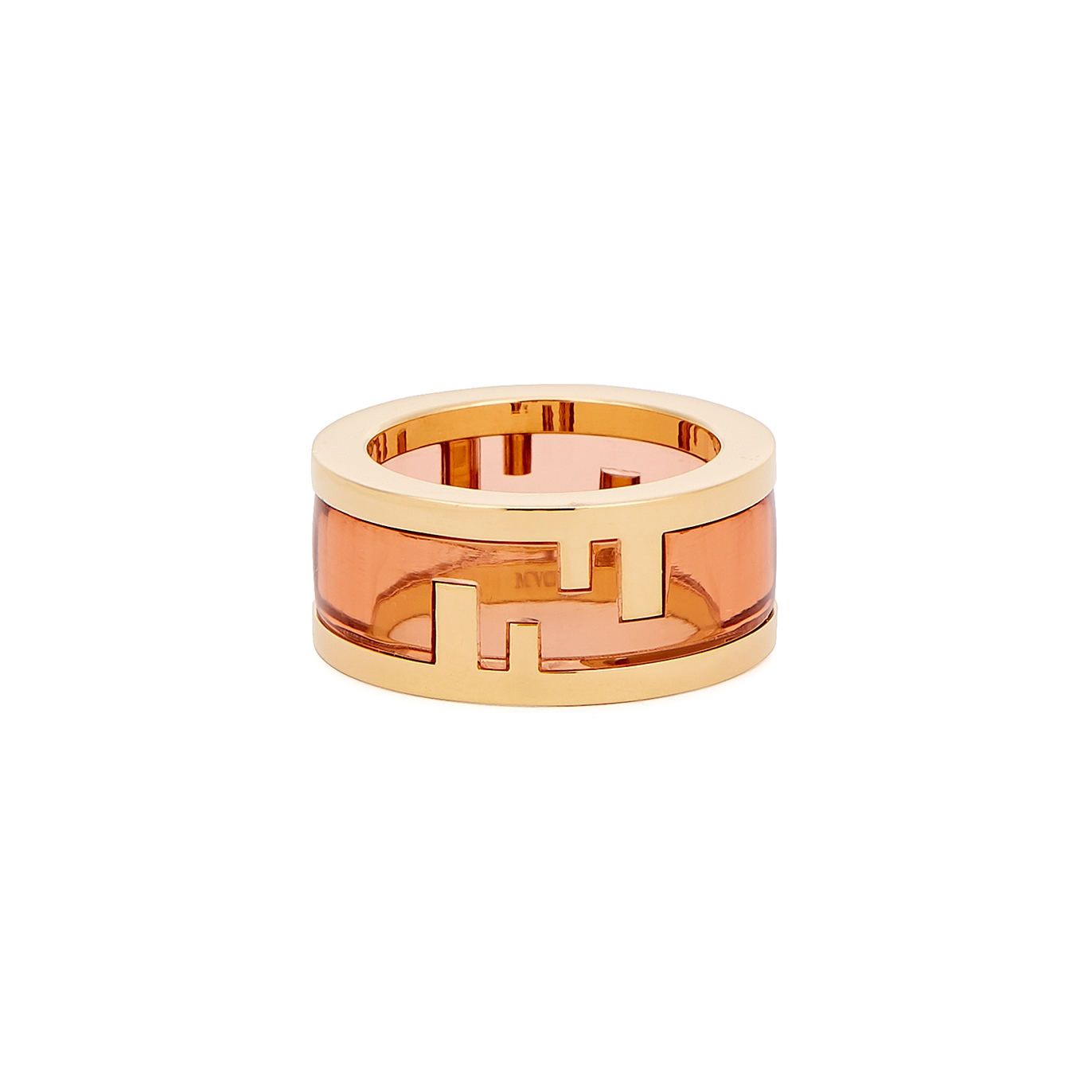Fendi O'Lock Pink Plexiglass And Gold-tone Ring - S