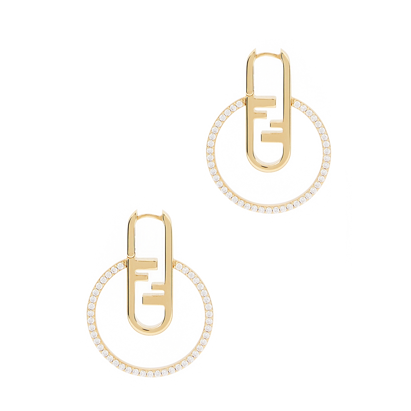 Fendi O'Lock Crystal-embellished Gold-tone Earrings - One Size
