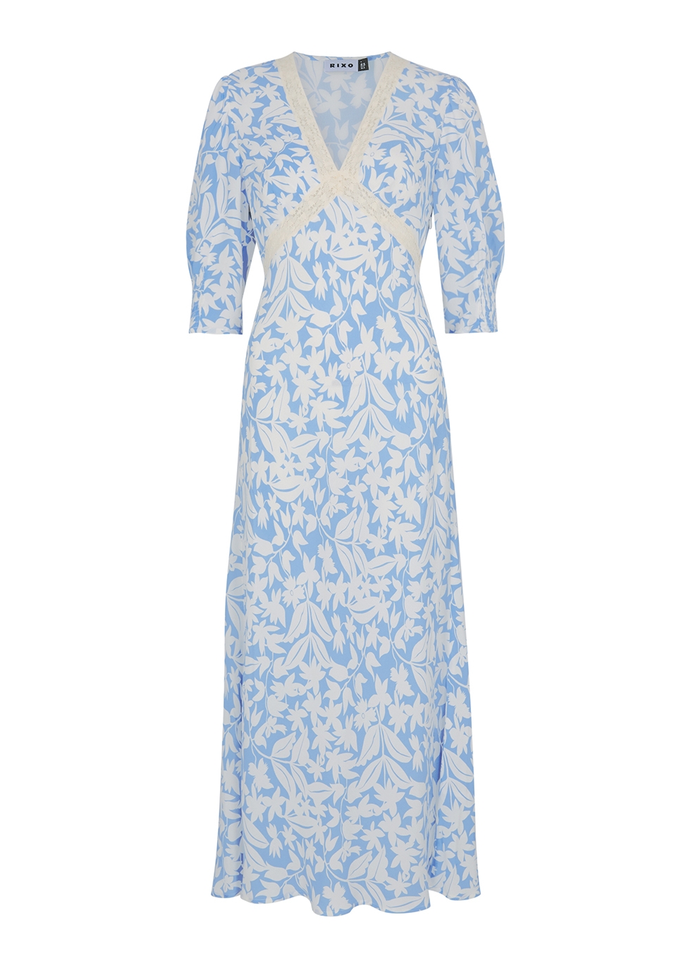 RIXO Gemma blue floral-print maxi dress - Harvey Nichols