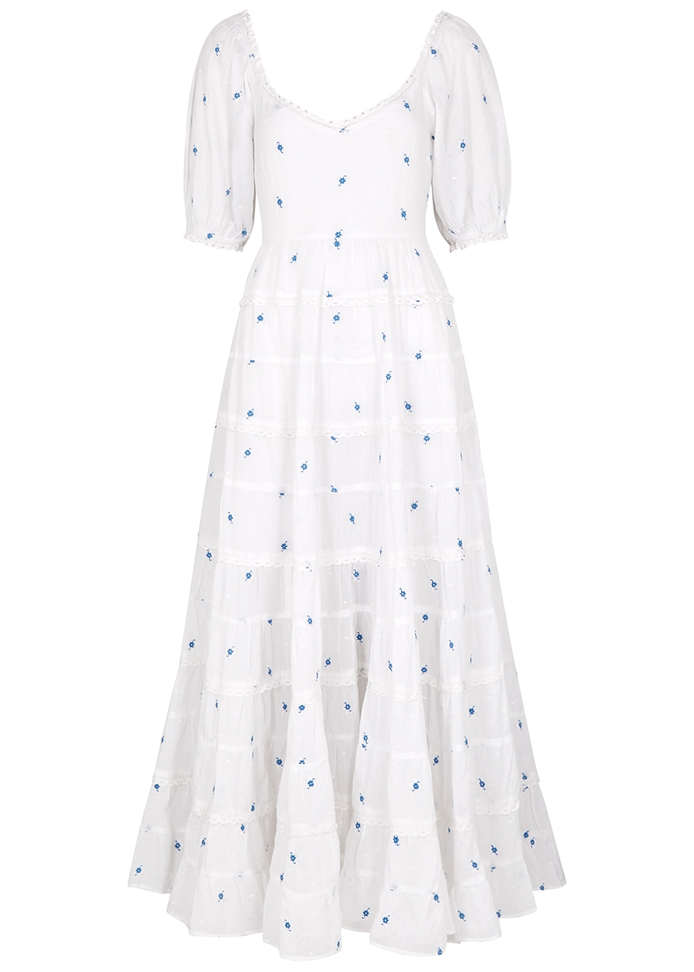Rixo London Cannes White Floral-embroidered Cotton Dress | ModeSens