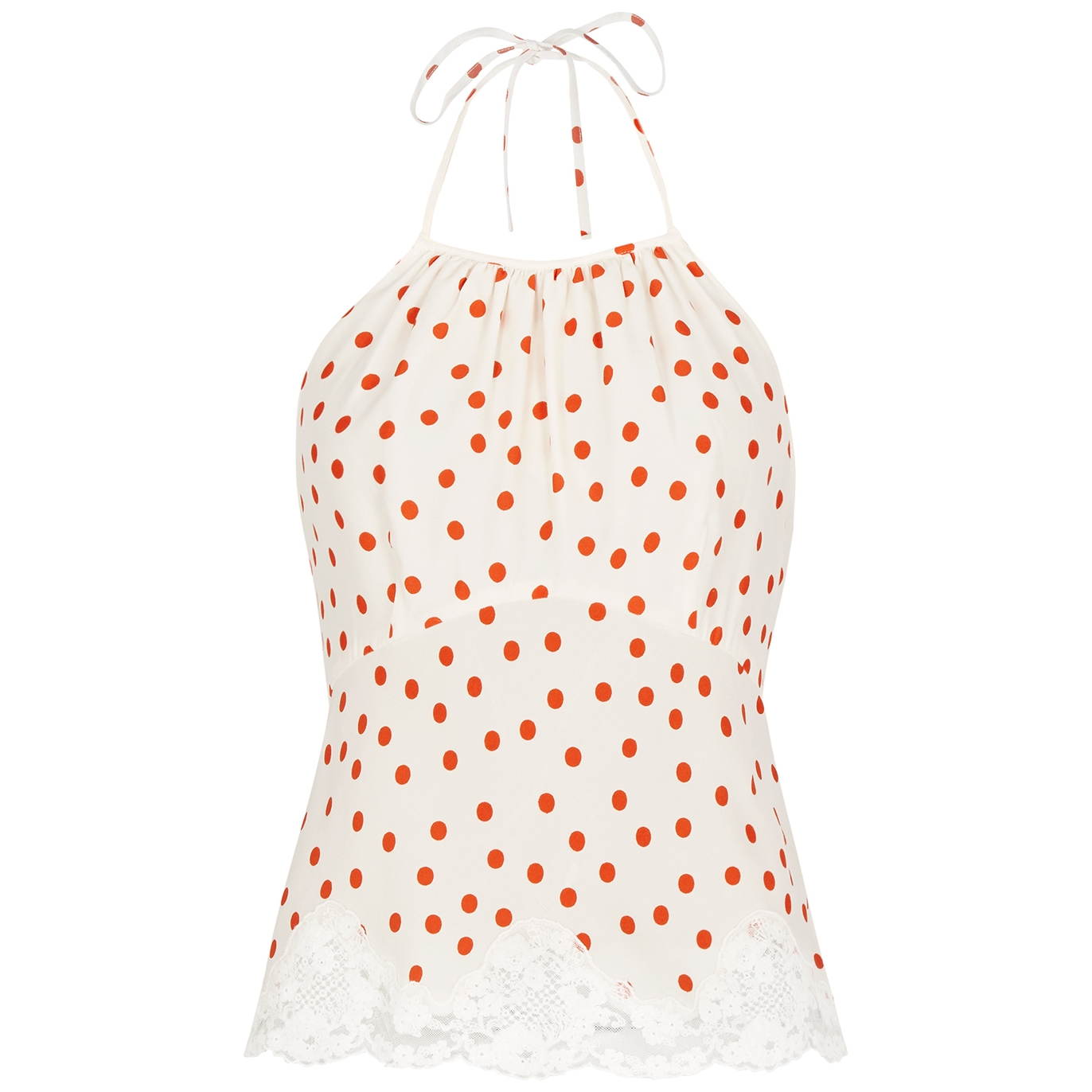 Rixo Vienna Polka-dot Halterneck Cropped Top - White And Red - XS