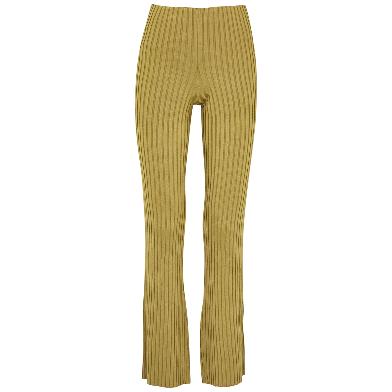 Galvan Rhea Ribbed Stretch-knit Trousers - Olive - M