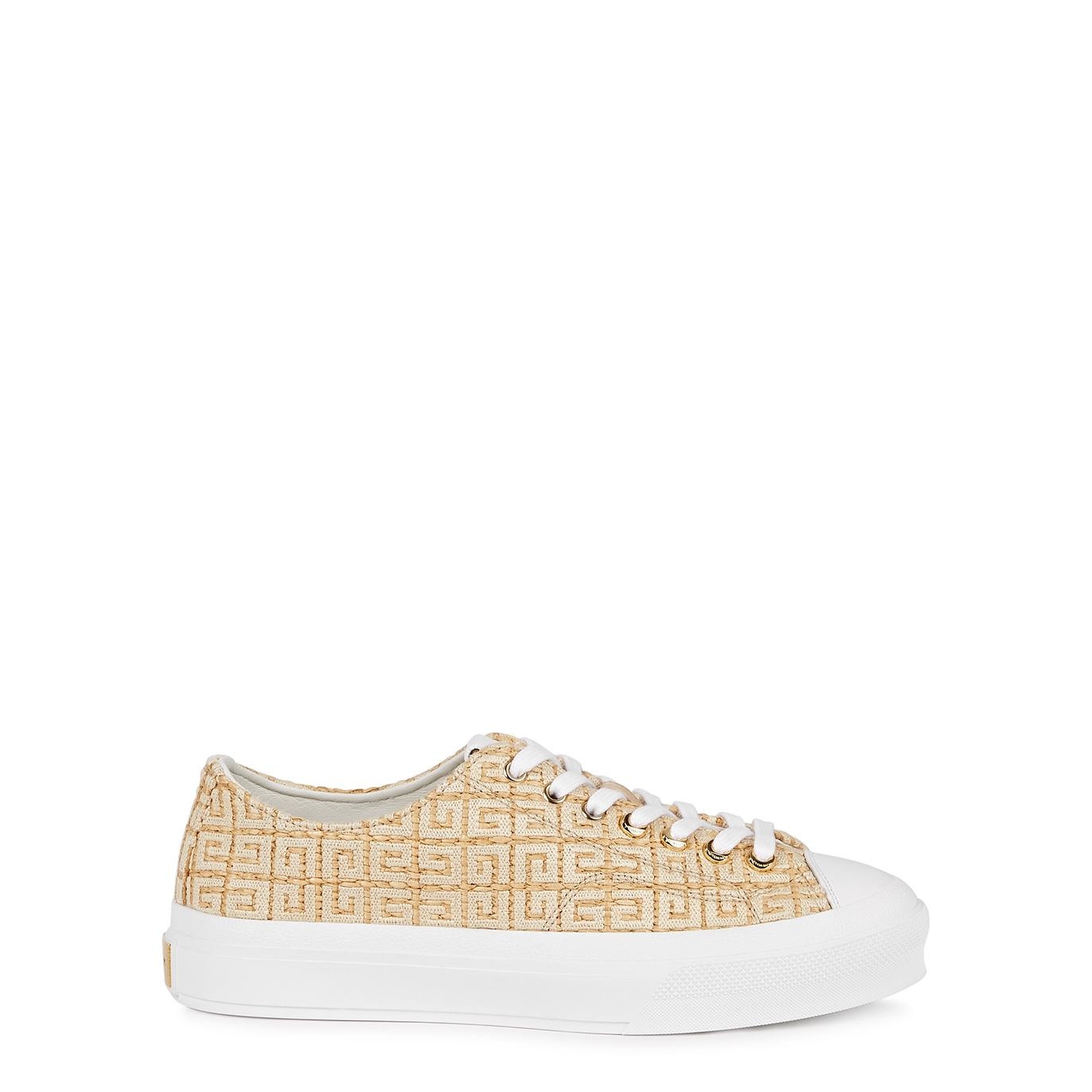Givenchy City 4G Logo-embroidered Raffia Sneakers - Natural - 3