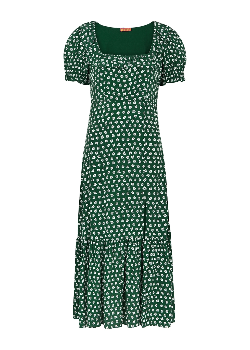 Prunella green floral-print dress