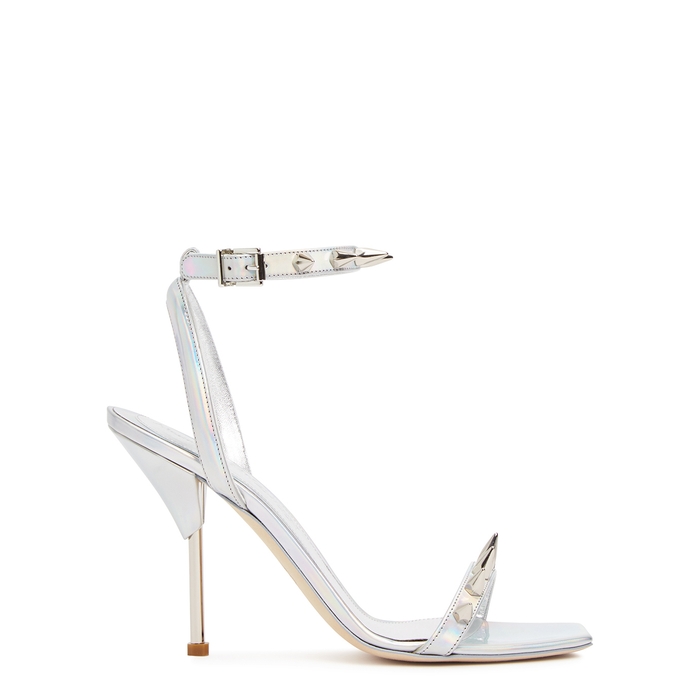 ALEXANDER MCQUEEN 115 SILVER SPIKED LEATHER SANDALS