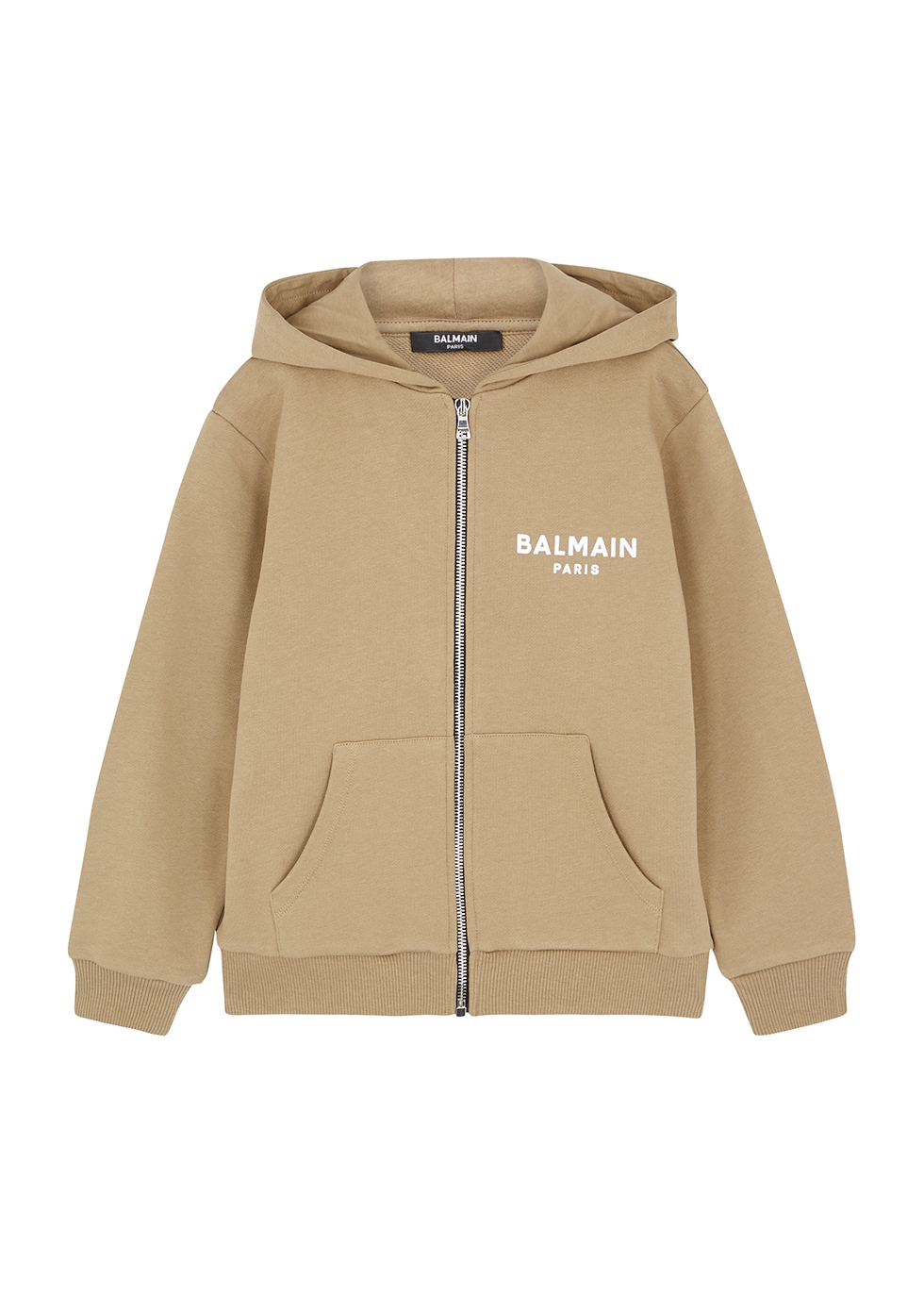 Balmain Kids Brown Logo Hooded Cotton Sweatshirt (4-10 Years) | ModeSens