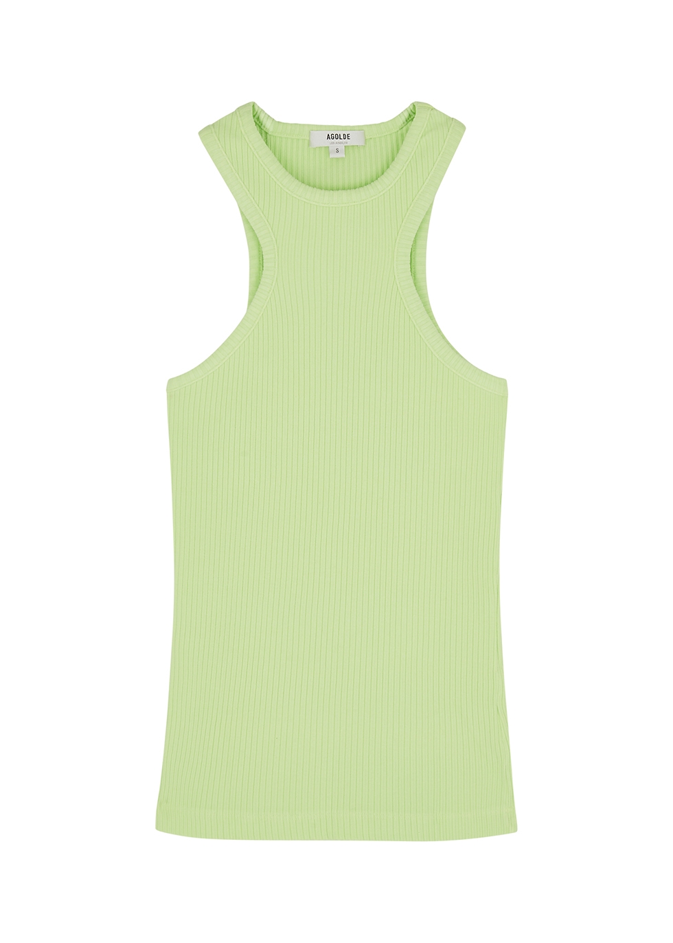 AGOLDE Bea lime ribbed stretch-cotton tank