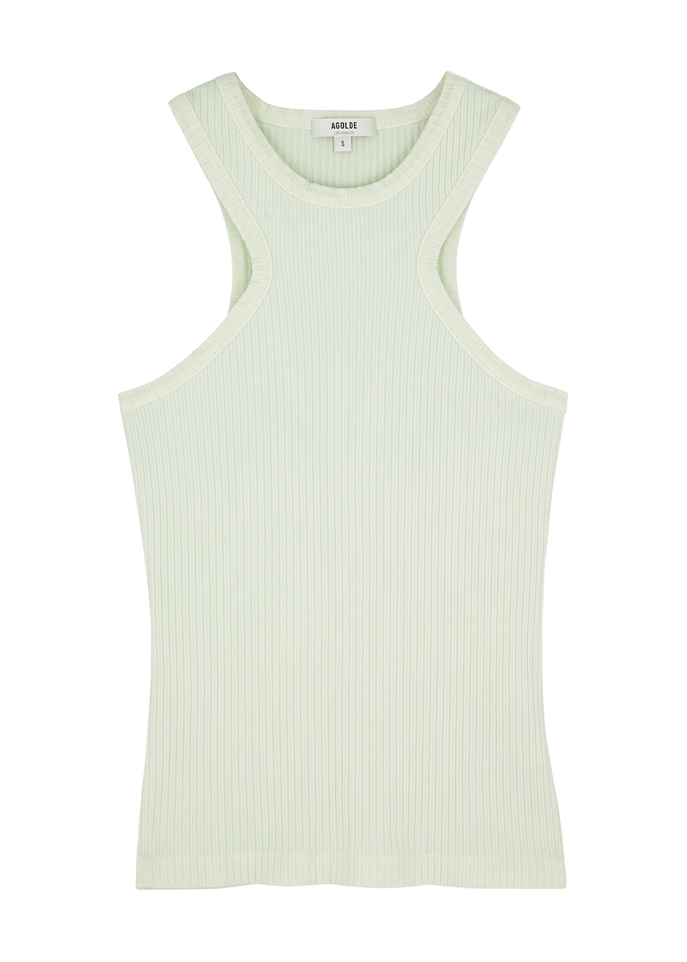 AGOLDE Bea green ribbed stretch-cotton tank