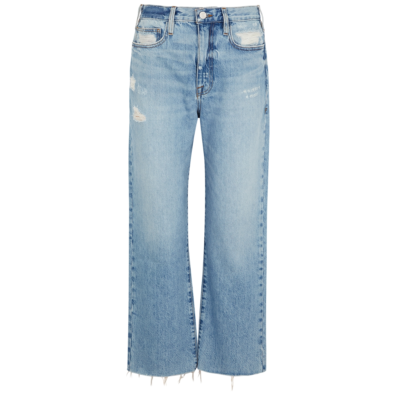 Frame Le Jane Crop Blue Distressed Straight-leg Jeans - W30