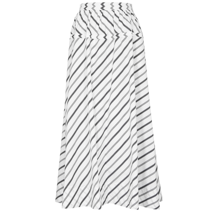 Tory Burch White Striped Cotton-poplin Maxi Skirt