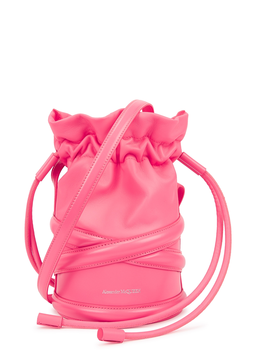 Soft Curve small pink leather bucket bag