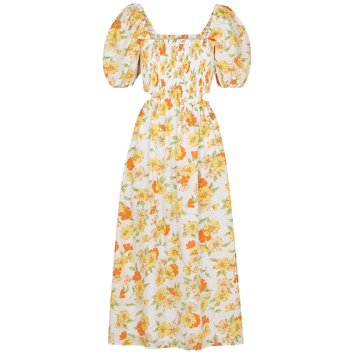 Faithfull The Brand Loucetta Floral-print Cotton Midi Dress - Orange - M