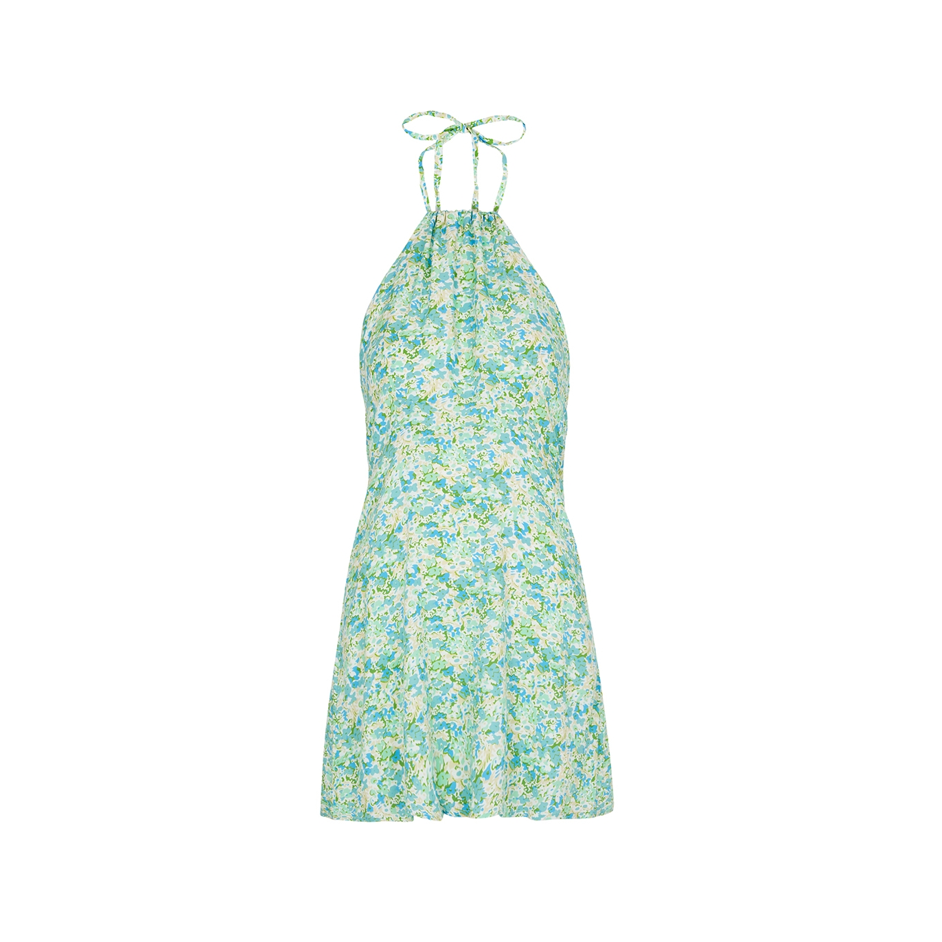 Faithfull The Brand Gaia Floral-print Halterneck Mini Dress - Blue - XS