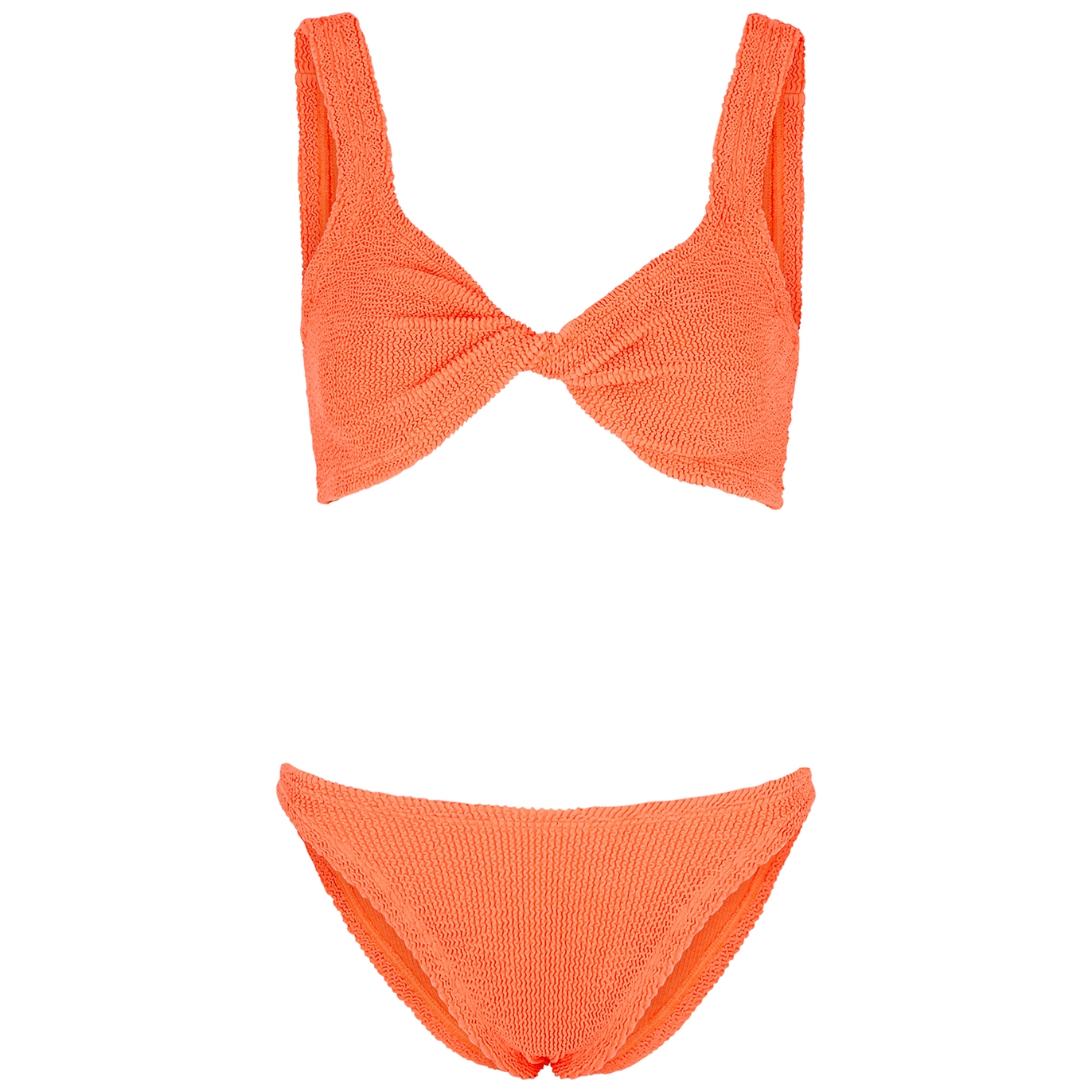 Hunza G + Net Sustain Juno Twist-front Seersucker Bikini In Orange ...
