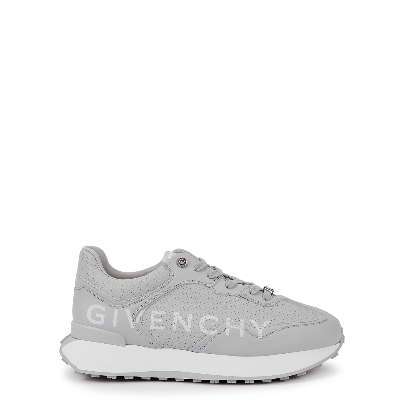 Givenchy Runner Grey Logo Leather Sneakers - Light Grey - 10