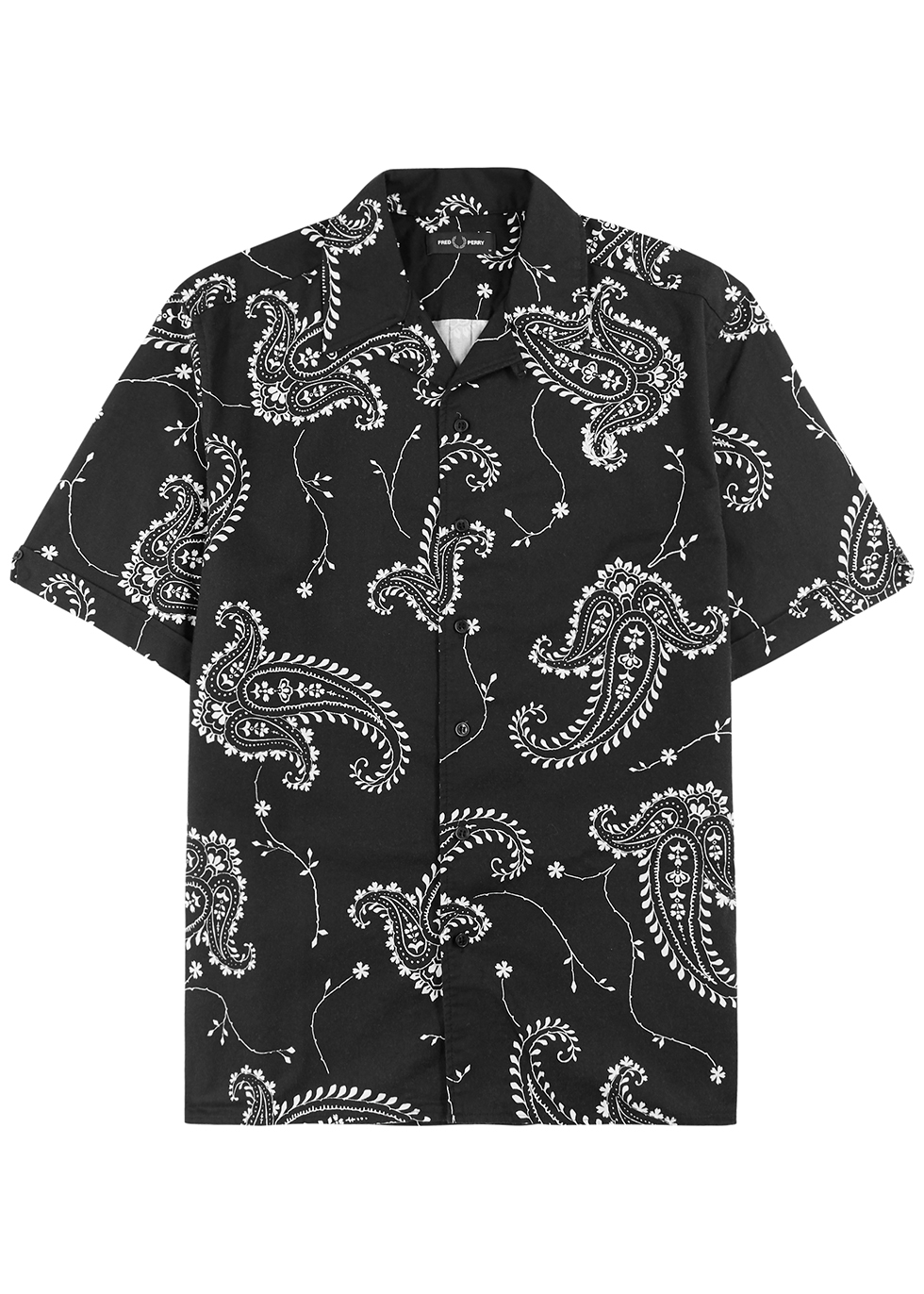 Fred Perry Black paisley-print cotton-twill shirt - Harvey Nichols