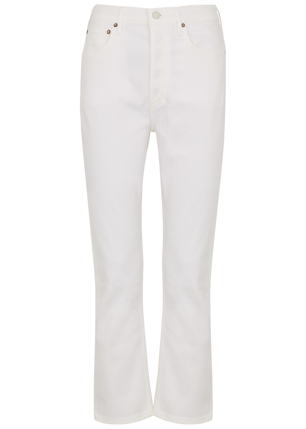 Riley white cropped straight-leg jeans