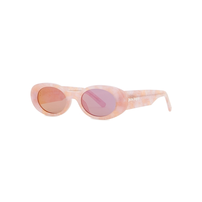Palm Angels Spirit Pink Marbled Oval-frame Sunglasses