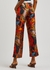 Lucky printed cropped silk-twill trousers - La Prestic Ouiston