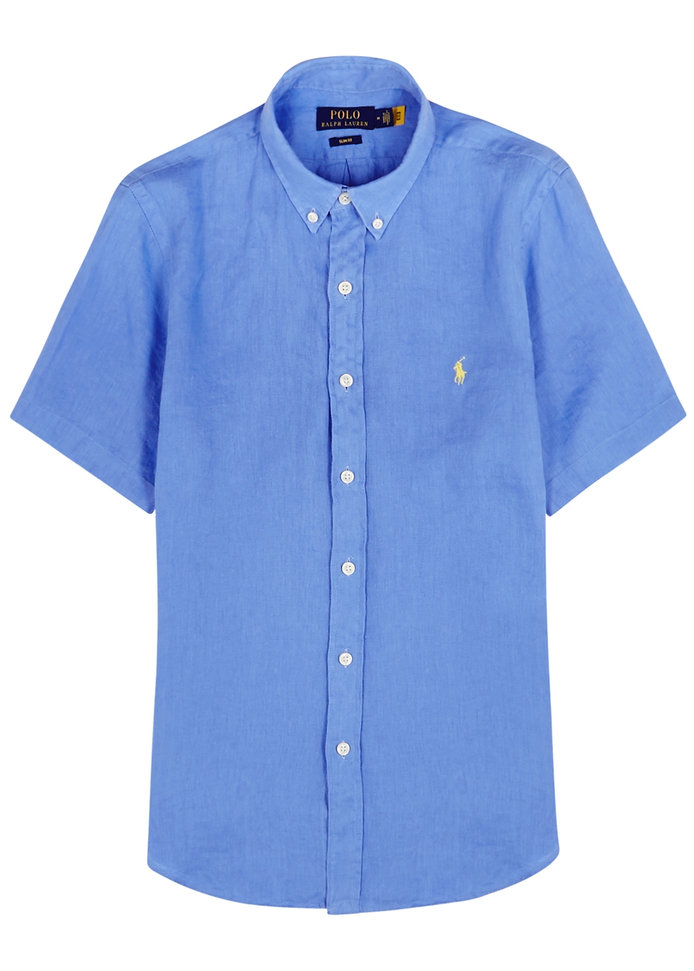 Polo Ralph Lauren Blue Slim Logo Linen Shirt | ModeSens