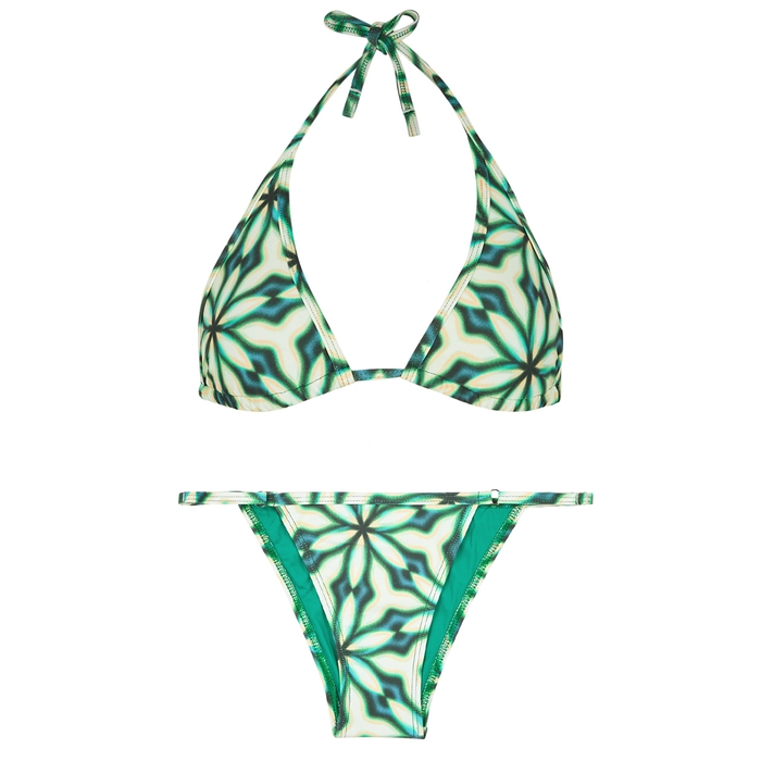 Gimaguas Palermo Green Floral-print Halterneck Bikini