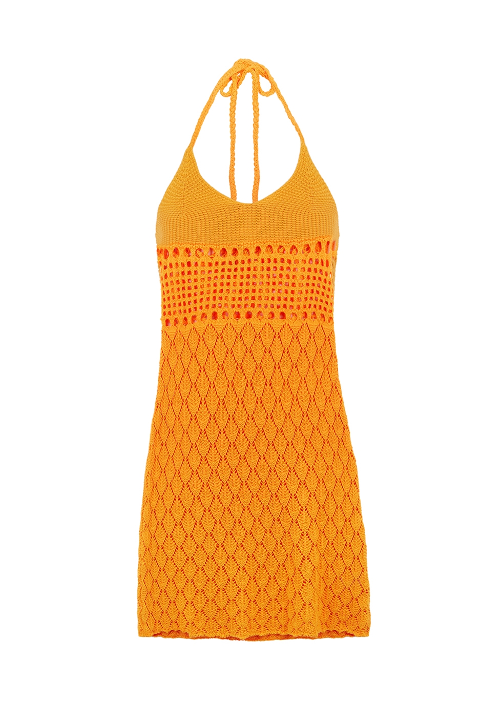 Gimaguas Pachanka orange crochet-knit mini dress