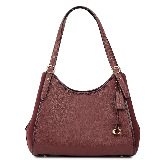 Coach Lori Burgundy Leather And Suede Shoulder Bag