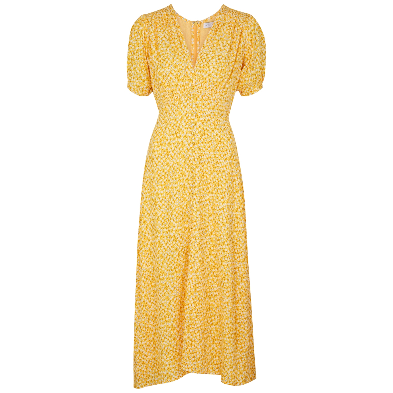 Faithfull The Brand Bellavista Yellow Floral-print Midi Dress - S