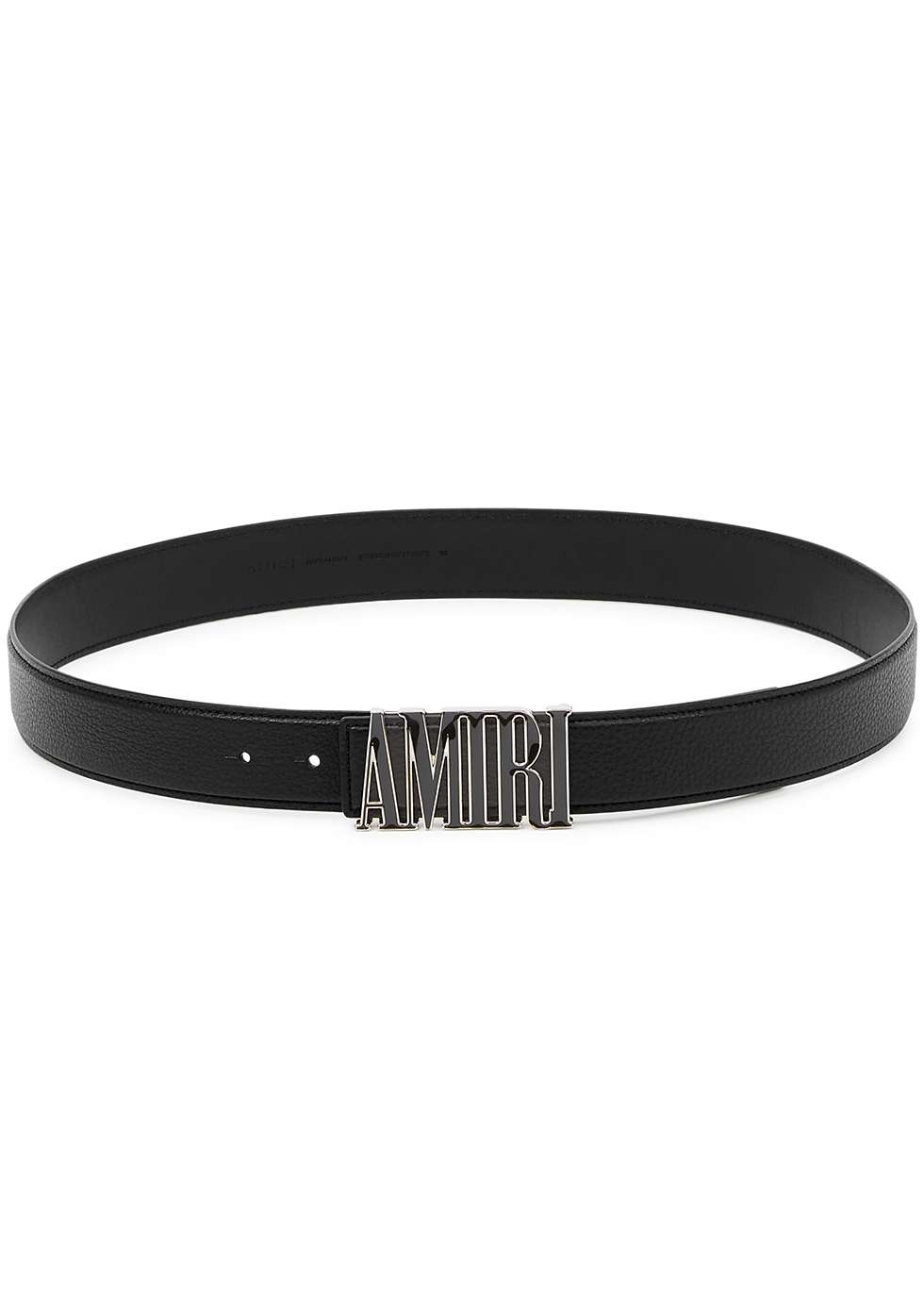 Black logo leather belt