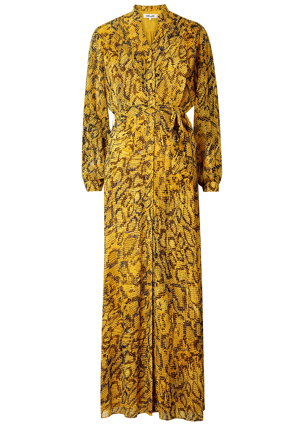 Carter yellow printed crepe maxi dress