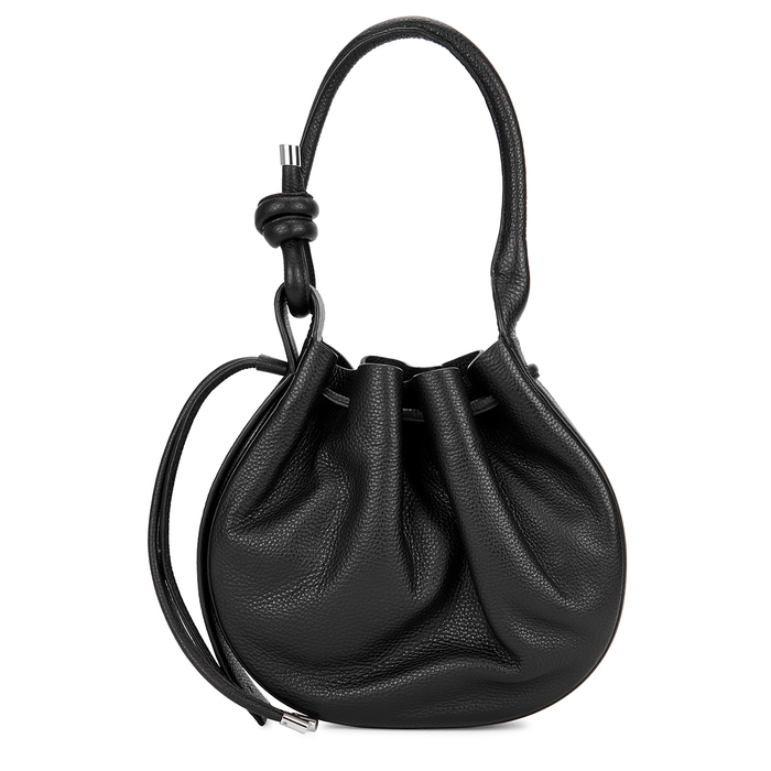 Behno Ina Medium Black Leather Shoulder Bag