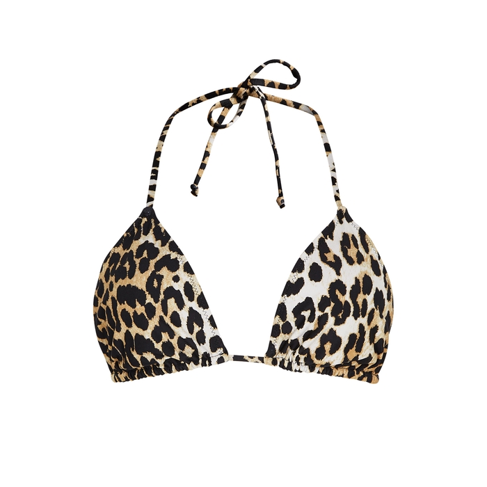 Ganni Leopard-print Halterneck Bikini Top