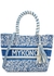 Mykonos blue beaded canvas top handle bag - DE SIENA