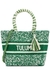 Tulum green beaded canvas top handle bag - DE SIENA