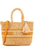 Ibiza yellow beaded canvas top handle bag - DE SIENA