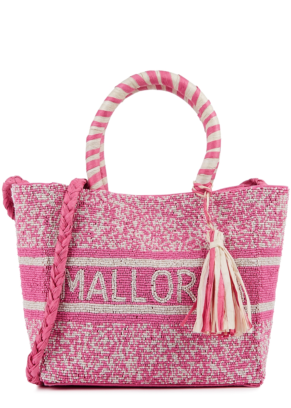 DE SIENA Mallorca pink beaded canvas top handle bag - Harvey Nichols