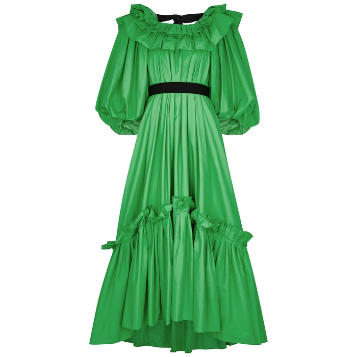 Roksanda Zahara Green Ruffled Cotton-poplin Dress | ModeSens