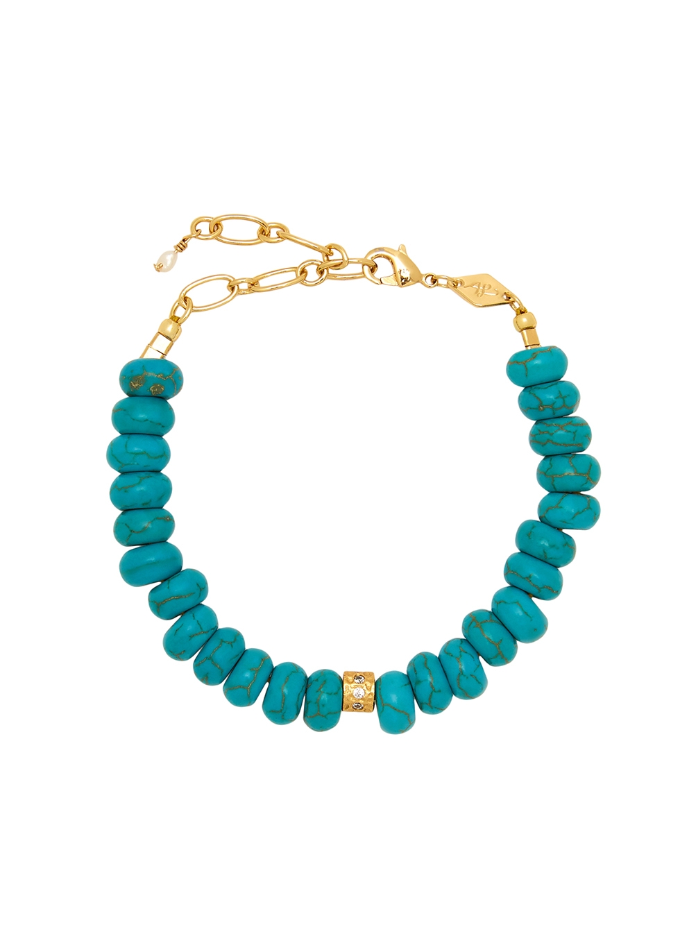 Anni Lu Pacifico 18kt Gold-plated Beaded Bracelet In Turquoise